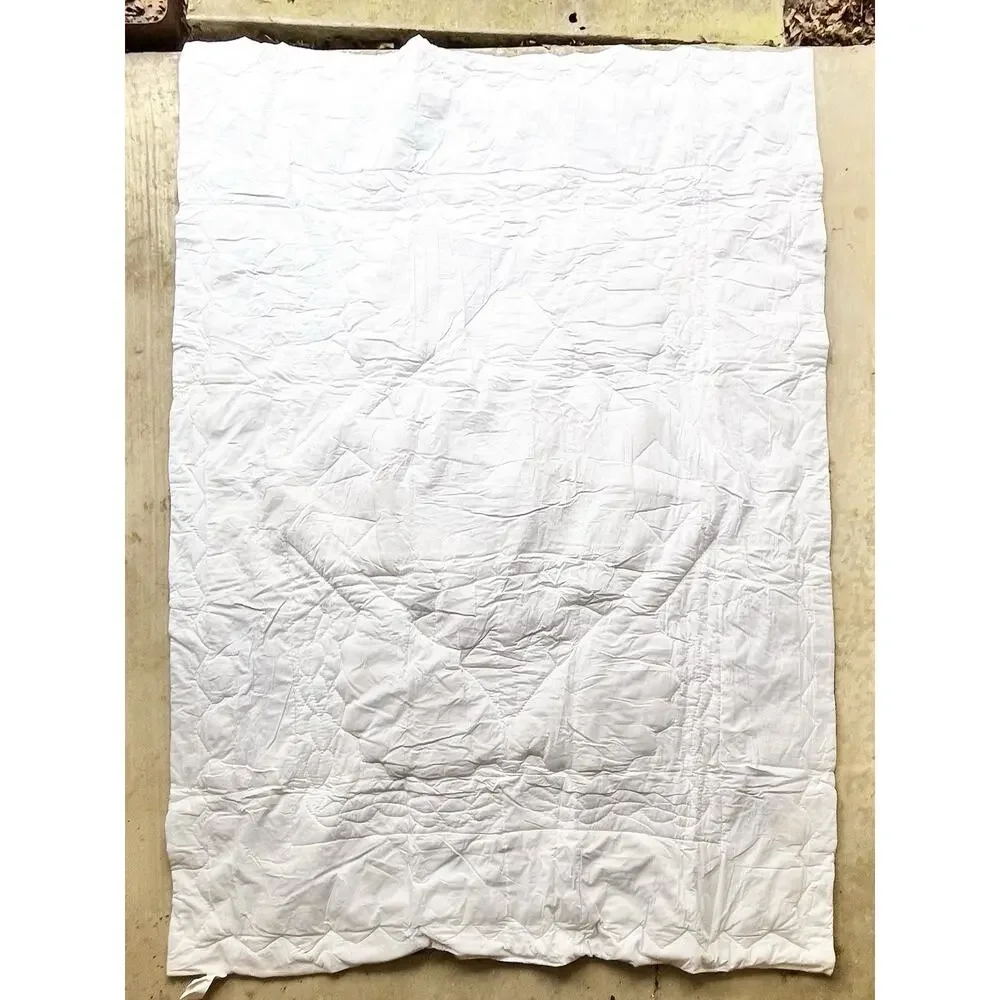 1990s Vintage Handmade Quilt Comforter Blanket 68”X86” Twin Yellow Blue Star Sun